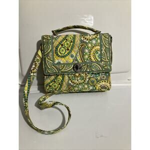 Vera Bradley Julia Lemon Parfait Crossbody Shoulder Bag, Turn Lock Closure, Sz M
